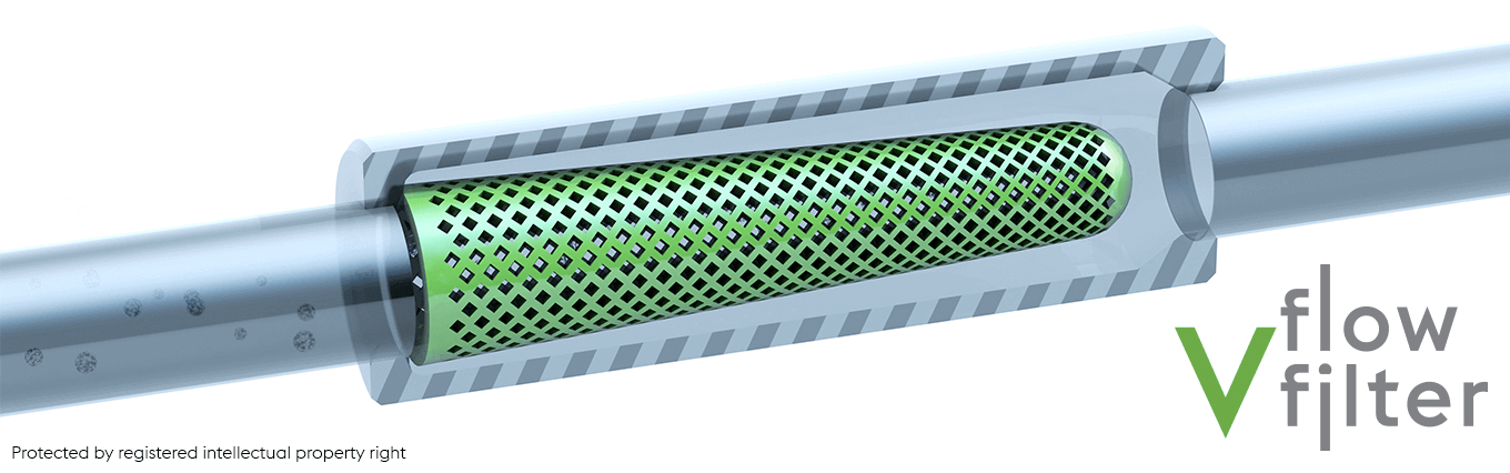 3D rendering of the inside of theUddeholm flow filter V